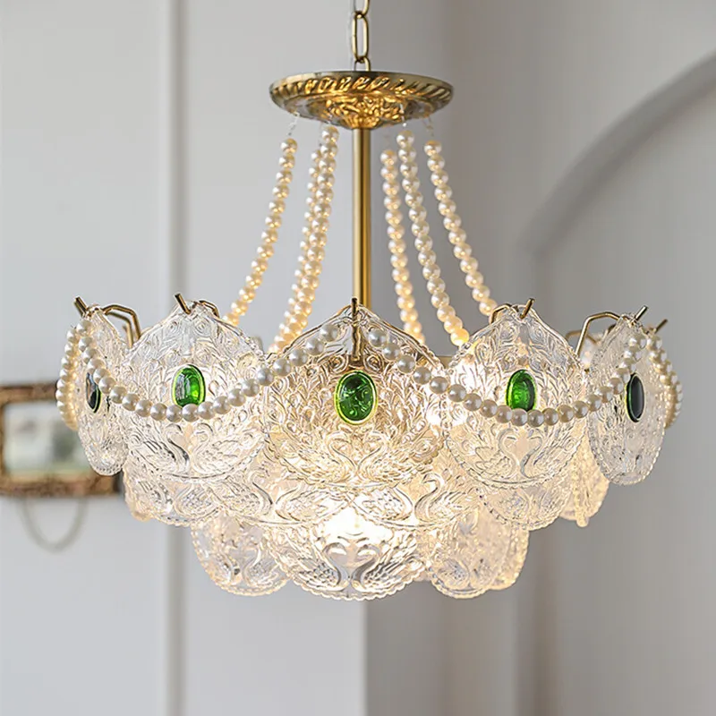 French Vintage Glass Pearl Chandelier Living Room Dining Room Bedroom Interior Decoration Emerald E14 Lighting Fixture
French Vintage Glass Pearl Chandelier Living Room Dining Room Bedroom Interior Decoration Emerald E14 Lighting Fixture