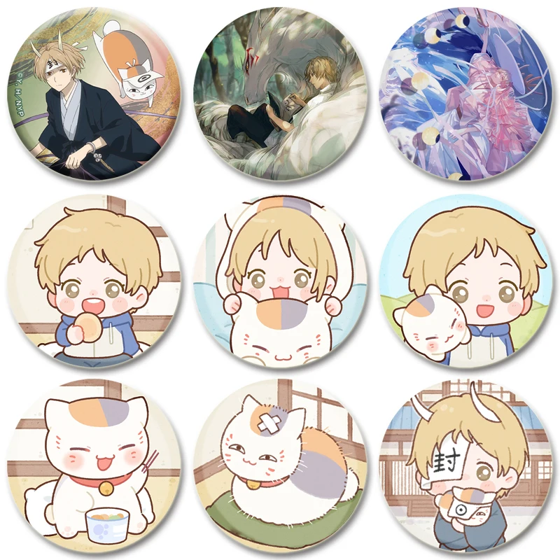 

Natsume's Book of Friends Brooch on Backpack, Handmade Round Brooches, Cute Pins, Anime Icon Badges for Clothes