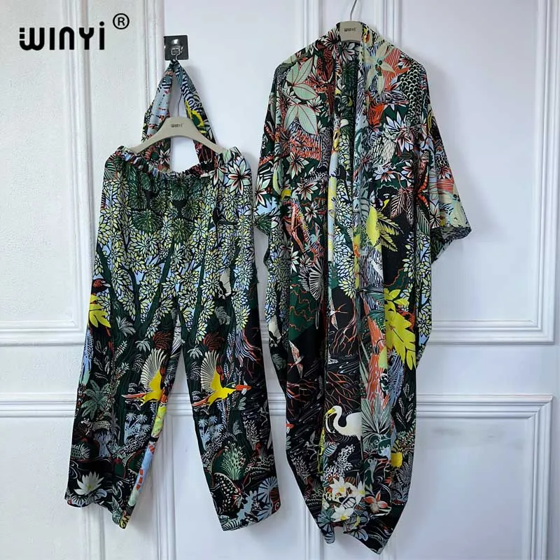 WINYI أطقم بناطيل SummerBoho Printed kimonos 2 Piece Set Women Long Cardigan Blouse And Wide Leg Pant Sets Elegant Pants Suits
WINYI أطقم بناطيل SummerBoho Printed kimonos 2 Piece Set Women Long Cardigan Blouse And Wide Leg Pant Sets Elegant Pants Suits