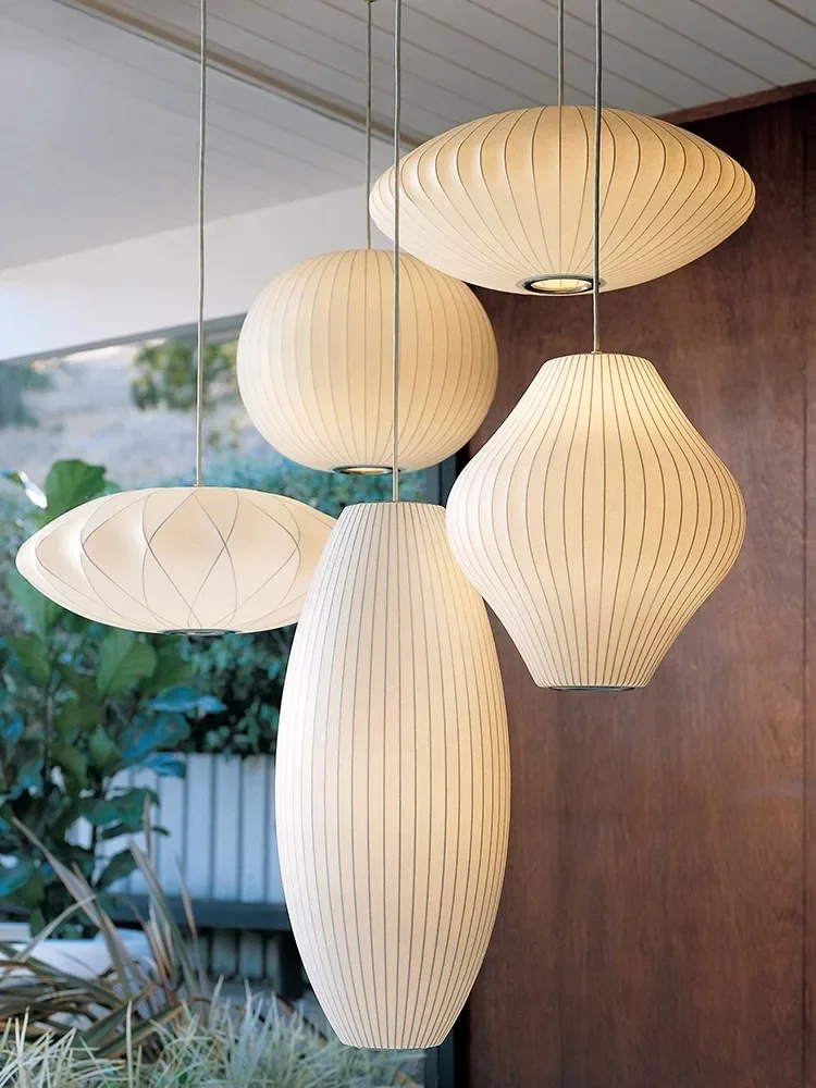 

Nordic Wabi Sabi Silk Led Pendant Lights Kitchen Living Room Lustre Chandelier Bedroom Loft Hanging Lamps Decoration Home Lamp
