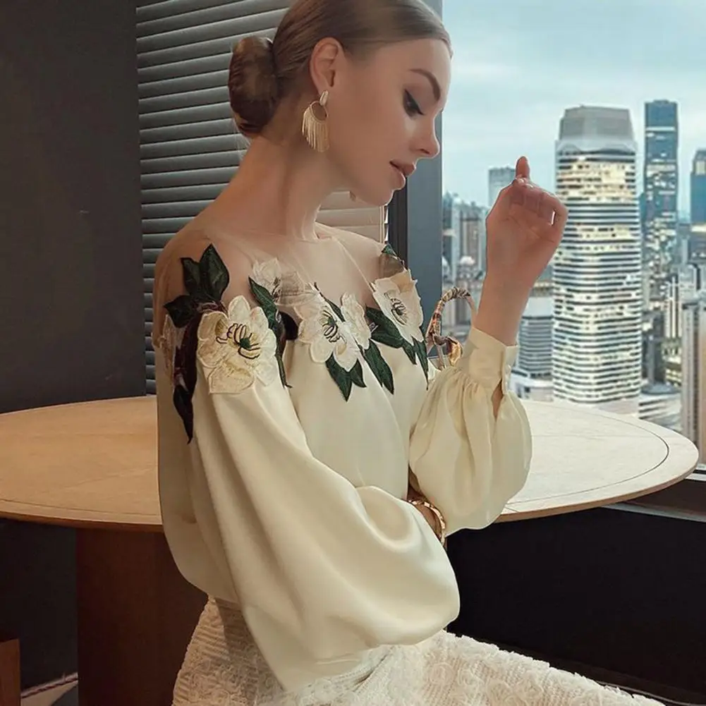High-quality Blouse Ladies Polyester Shirt Women Elegant Satin Embroidered Gauze Shirt Stylish Women's Top with Long Sleeve
High-quality Blouse Ladies Polyester Shirt Women Elegant Satin Embroidered Gauze Shirt Stylish Women's Top with Long Sleeve