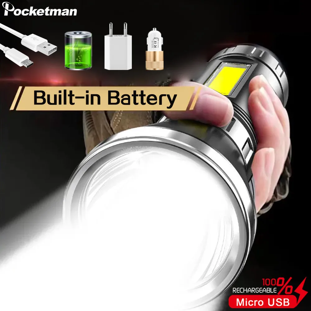 Powerful Led COB flashlight USB Charging Torch Lantern Portable Flashlight Outdoor Camping Lamp Side Light With Battery
Powerful Led COB flashlight USB Charging Torch Lantern Portable Flashlight Outdoor Camping Lamp Side Light With Battery