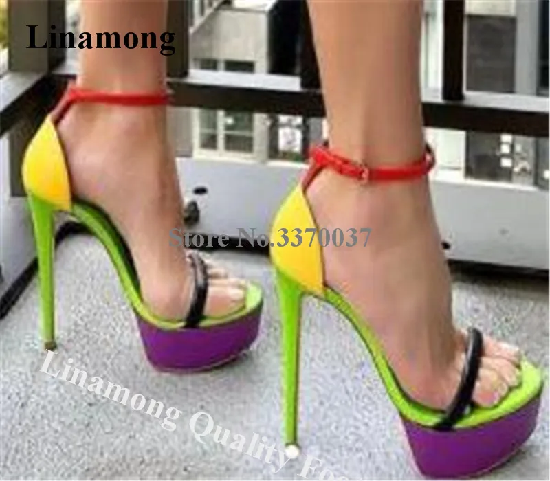 Mixed-colors Straps Platform Sandals Linamong Elegant Open Toe Thin Straps Stiletto Heel Dress Shoes Patchwork Dress High Heels
Mixed-colors Straps Platform Sandals Linamong Elegant Open Toe Thin Straps Stiletto Heel Dress Shoes Patchwork Dress High Heels