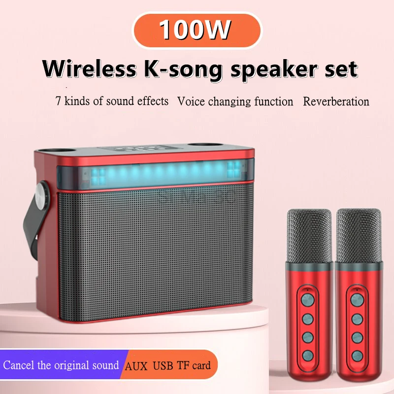 100W Dual Microphone Karaoke Machine Portable Bluetooth PA Speaker System with 2 Wireless Mic boom box for Home Adults and Kids
100W Dual Microphone Karaoke Machine Portable Bluetooth PA Speaker System with 2 Wireless Mic boom box for Home Adults and Kids