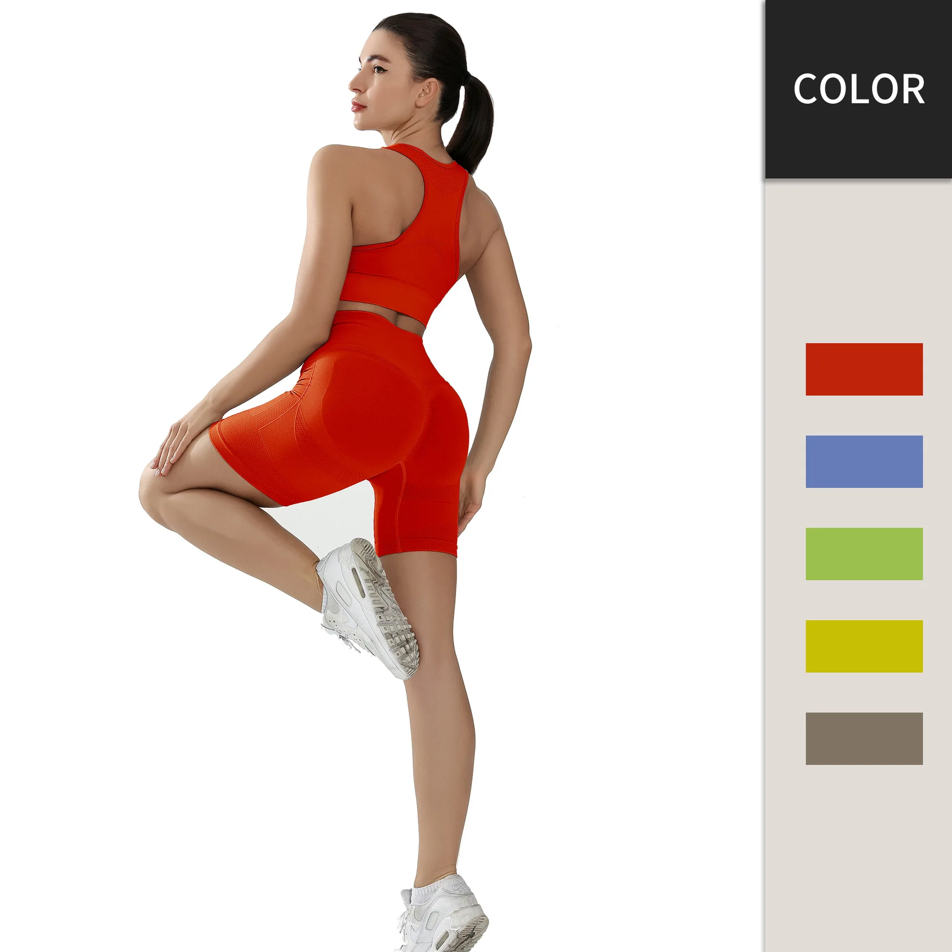 Seamless Yoga Sets Sports Fitness High Waist Hip-lifting Shorts Backless Vest Suits Workout Clothes Gym Leggings Sets for Women
Seamless Yoga Sets Sports Fitness High Waist Hip-lifting Shorts Backless Vest Suits Workout Clothes Gym Leggings Sets for Women