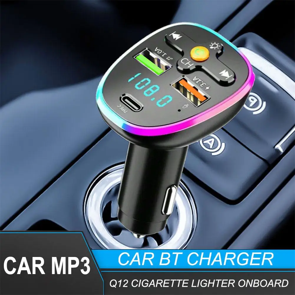 

FM Transmitter Car MP3 Player Bluetooth 5.0 Handsfree Car Radio Modulator With Built-in Mic USB Quick Charge Adapter For Ca D0S4