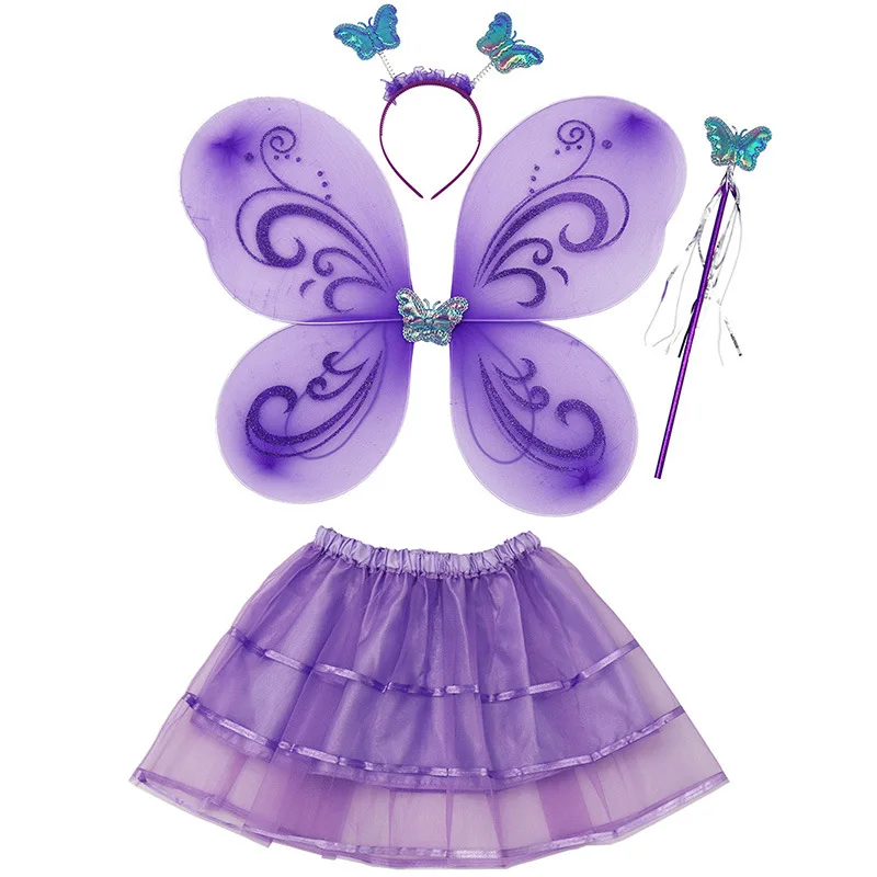 Girls RolePlay Butterflies Costumes Princess Fairy Wings Magic Wand Headband Skirt 4Pcs Halloween Cosplay Party Props
Girls RolePlay Butterflies Costumes Princess Fairy Wings Magic Wand Headband Skirt 4Pcs Halloween Cosplay Party Props