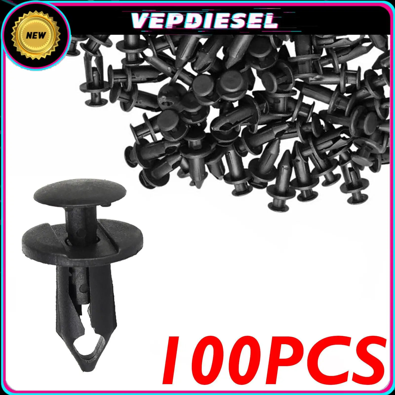 

100pc New Universal 8mm Auto Bumper Fastener Hole Rivet Retainer plastic clip Push in Cover Fender Car Door Trim Panel Clip Assy