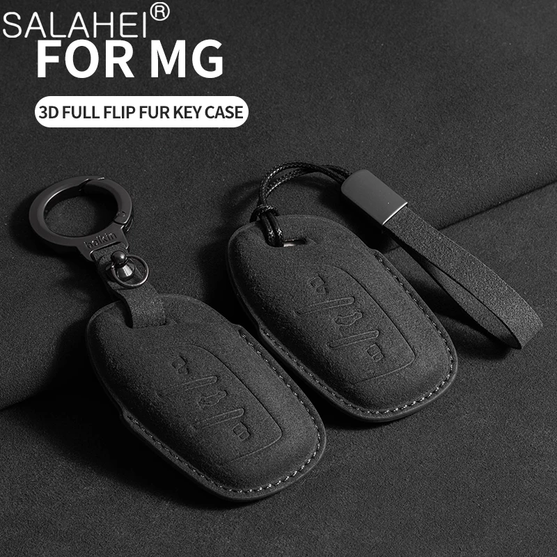

Suede Car Smart Remote Key Case Cover Shell Holder For MG ZS EV MG6 EZS HS EHS 2019 2020 Protector Fob Keychain Auto Accessories