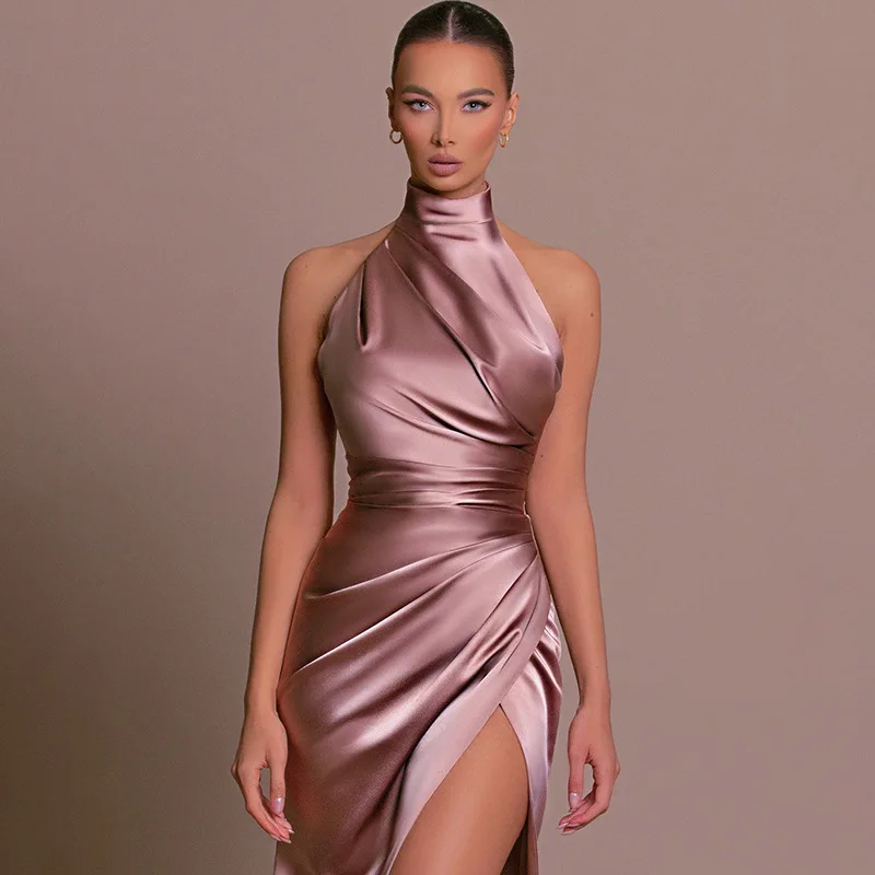 Summer New American Hanging Neck Sleeveless Split Slim Dress Women Solid Off Shoulder Sexy Spicy Girl Fashion Stand Neck Dresses
Summer New American Hanging Neck Sleeveless Split Slim Dress Women Solid Off Shoulder Sexy Spicy Girl Fashion Stand Neck Dresses