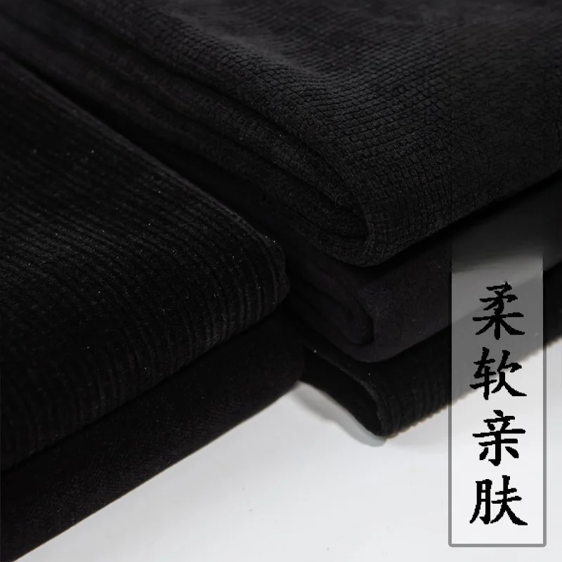 

Chenille Cloth Autumn and Winter Thickening Woolen Coat Pure Black Solid Color Cashmere Clothing Fabric