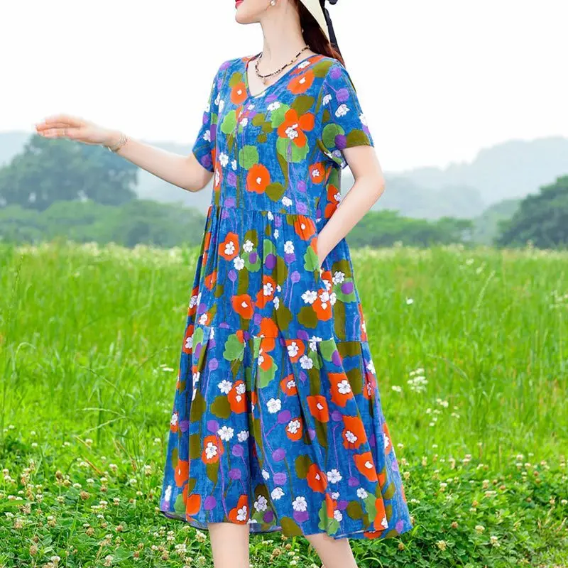 2024 Women's New Summer Fashion Middle-aged Mother's Dress Female Long A-line Dresses Ladies O-neck Printed Vestidos N119
2024 Women's New Summer Fashion Middle-aged Mother's Dress Female Long A-line Dresses Ladies O-neck Printed Vestidos N119