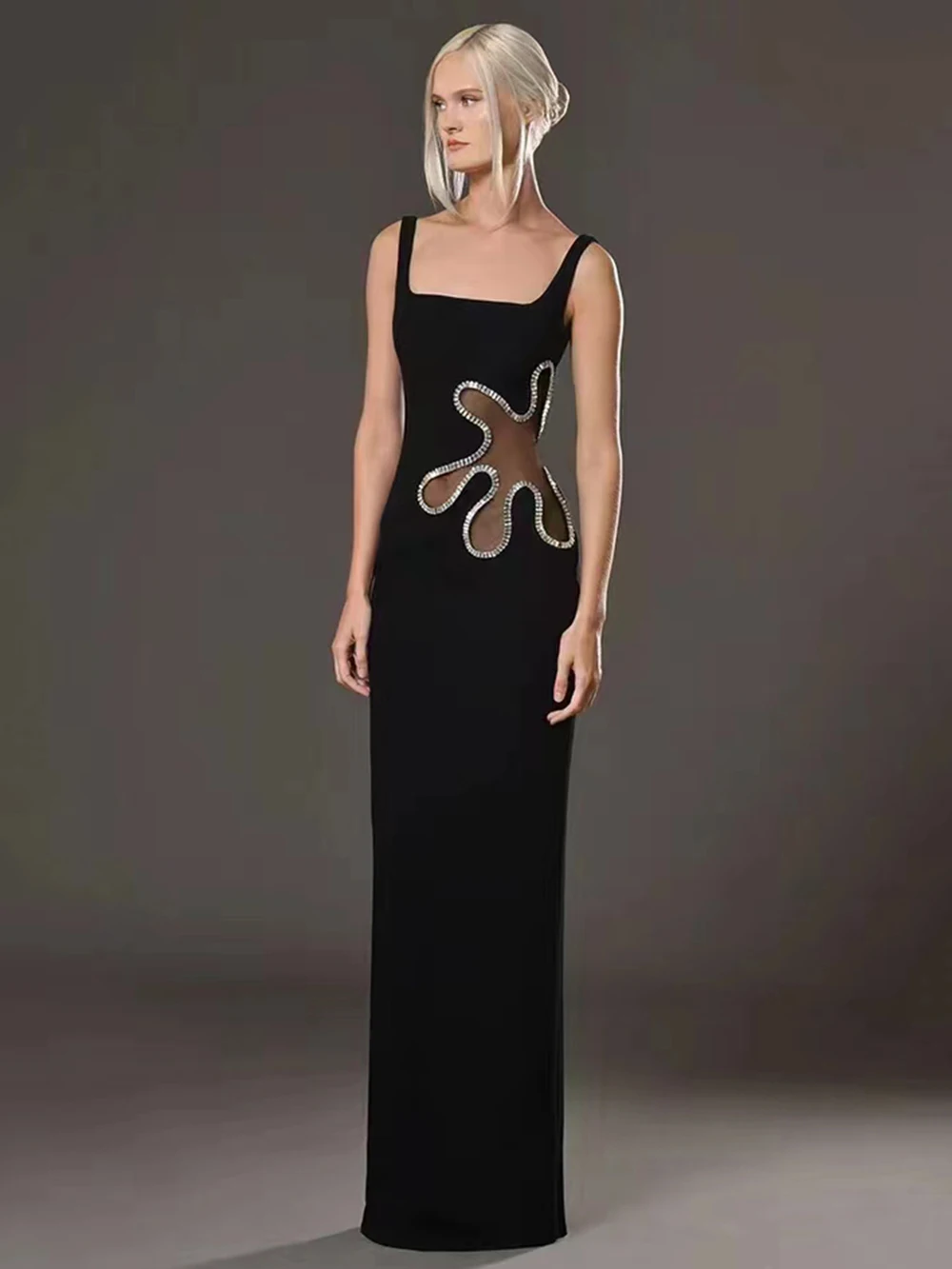 2024 Summer New Women's Black Sexy Sleeveless Square Neck Mesh Patchwork Diamond Bandage Long Maxi Bodycon Cocktail Party Dress
2024 Summer New Women's Black Sexy Sleeveless Square Neck Mesh Patchwork Diamond Bandage Long Maxi Bodycon Cocktail Party Dress
