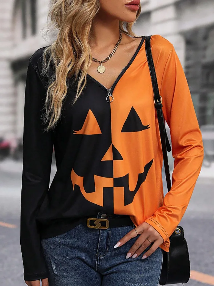 Halloween Printing Pullover Tops, Women Spring Autumn Loungewear Shirts, V-Neck Long Sleeve Fashion Ladies Blouses Dropshipping
Halloween Printing Pullover Tops, Women Spring Autumn Loungewear Shirts, V-Neck Long Sleeve Fashion Ladies Blouses Dropshipping