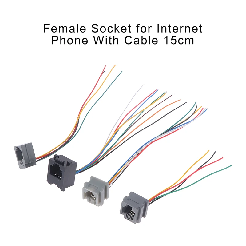 

5PCS 616E 623k 616M 641D RJ11\RJ12\RJ45 Female Socket for Internet Phone With Cable 15cm