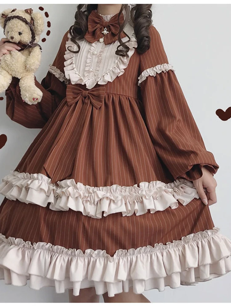Cute Women's Lolita OP Dress Flouncing Trim Japanese Harajuku Long Sleeves victorian dress Vestidos gothic lolita cosplay
Cute Women's Lolita OP Dress Flouncing Trim Japanese Harajuku Long Sleeves victorian dress Vestidos gothic lolita cosplay