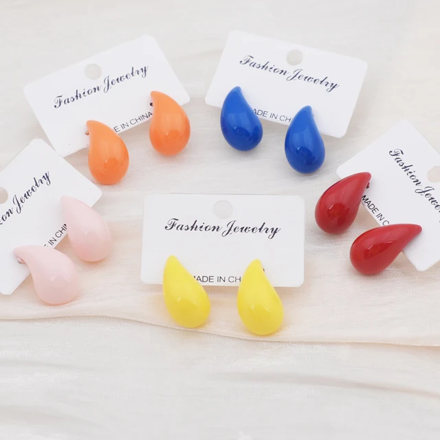 Boucles d'oreilles goutte d'eau pour femme, rose, bleu, orange, rouge, jaune, déclaration de géométrie, boucles d'oreilles pendantes, bijoux goutte, mode 1