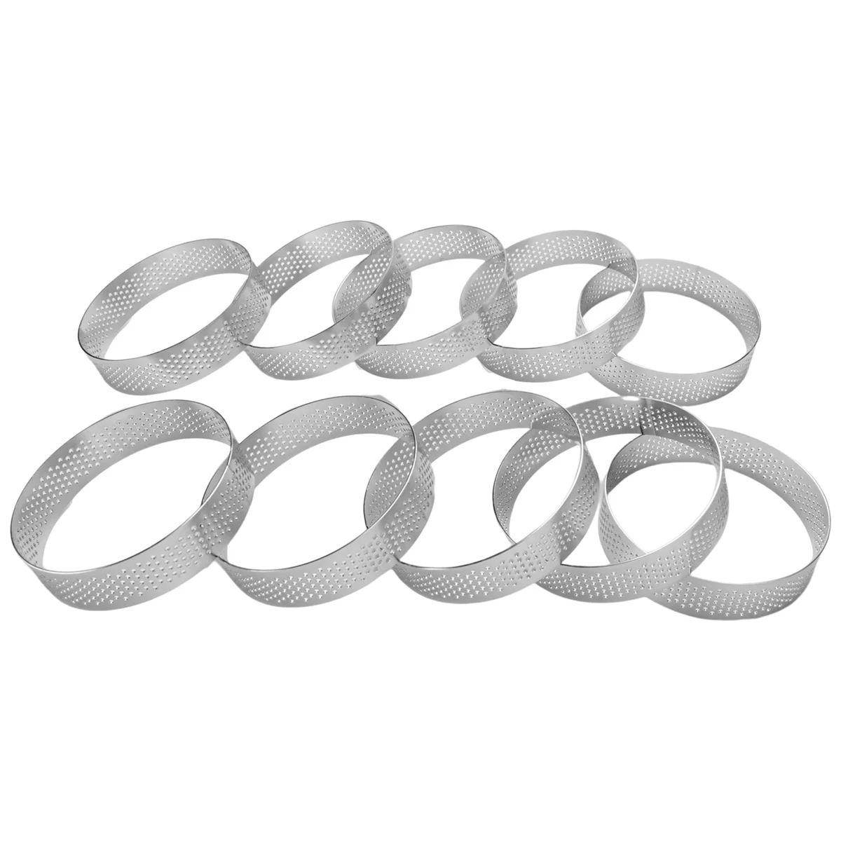 

10 Pack Stainless Steel Tart Ring, Heat-Resistant Perforated Cake Mousse Ring, Round Ring Baking Doughnut Tools, 8cm
