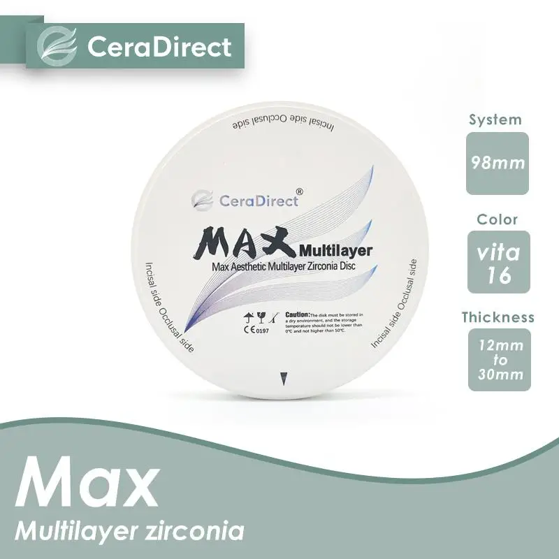618 -- Ceradirect Max эстетический многослойный Цирконий для стоматологической лаборатории 98 мм прозрачность 45%-57%
618 -- Ceradirect Max эстетический многослойный Цирконий для стоматологической лаборатории 98 мм прозрачность 45%-57%