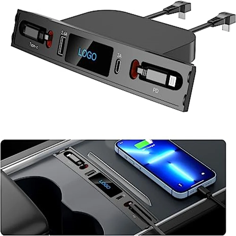 Car USB Charger Multi Port Retractable Cable USB Hub Accessories Fit Center Control Adapter for Tesla Model 3/Y 2021 2022 2023
Car USB Charger Multi Port Retractable Cable USB Hub Accessories Fit Center Control Adapter for Tesla Model 3/Y 2021 2022 2023