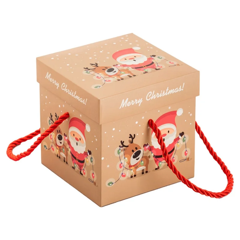 Роскошная бумажная коробка с принтом Санта-Клауса и ручкой для упаковки рождественских подарков, Рождественская подарочная коробка
Роскошная бумажная коробка с принтом Санта-Клауса и ручкой для упаковки рождественских подарков, Рождественская подарочная коробка