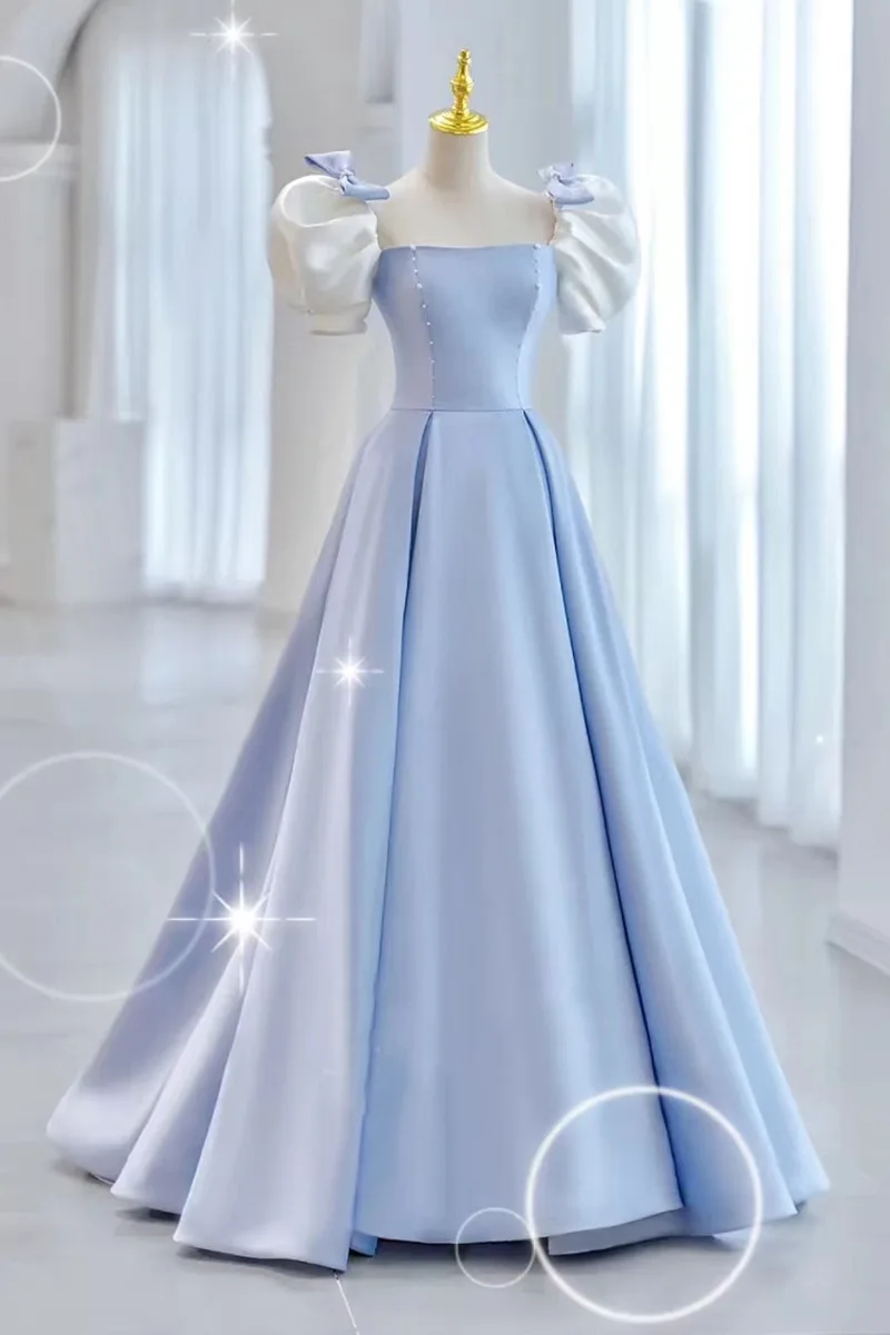 Women Long A-Line Evening Dresses Elegant Princess Blue Square Neck Party Gown Robe De Soiree
Women Long A-Line Evening Dresses Elegant Princess Blue Square Neck Party Gown Robe De Soiree