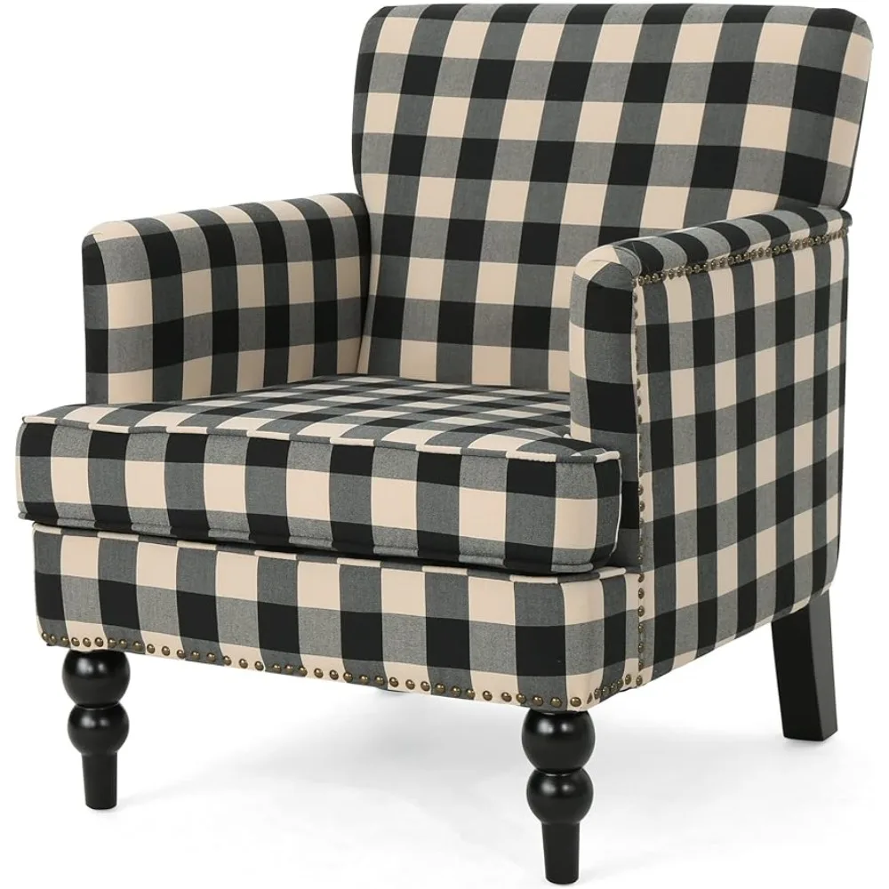 Evete Tufted Fabric Club Chair, Black Checkerboard Chairs for Bedroom Furniture Single Sofa Chair
Evete Tufted Fabric Club Chair, Black Checkerboard Chairs for Bedroom Furniture Single Sofa Chair