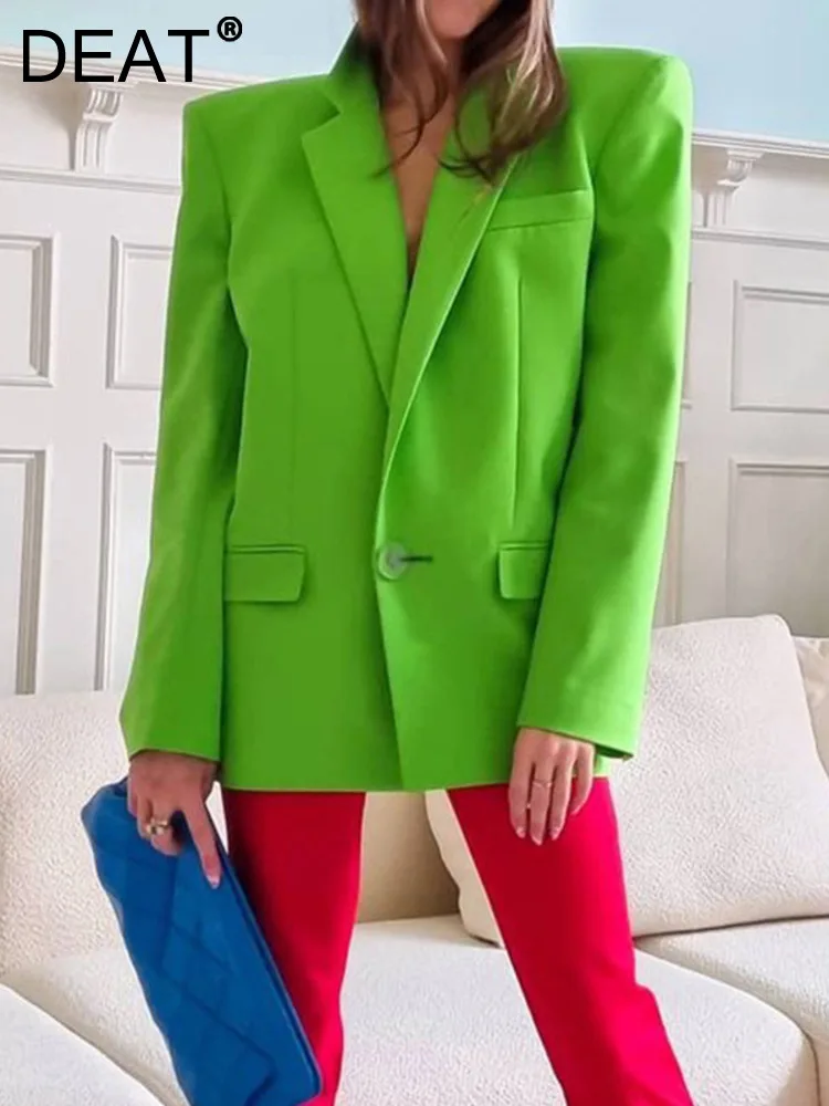 DEAT Fashion Women's Blazer Notched Long Sleeves Single Button Shoulder Pad Loose Pockets Suit Jackets Autumn 2023 New 7AB1644
DEAT Fashion Women's Blazer Notched Long Sleeves Single Button Shoulder Pad Loose Pockets Suit Jackets Autumn 2023 New 7AB1644