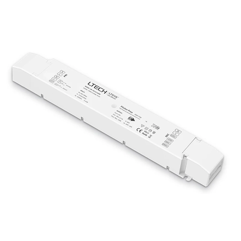 

LTECH New Led CV DMX Driver;AC 200V-240V Input;100W 24V Output Constant Voltage CCT Tunable White Push Dim Power Supply