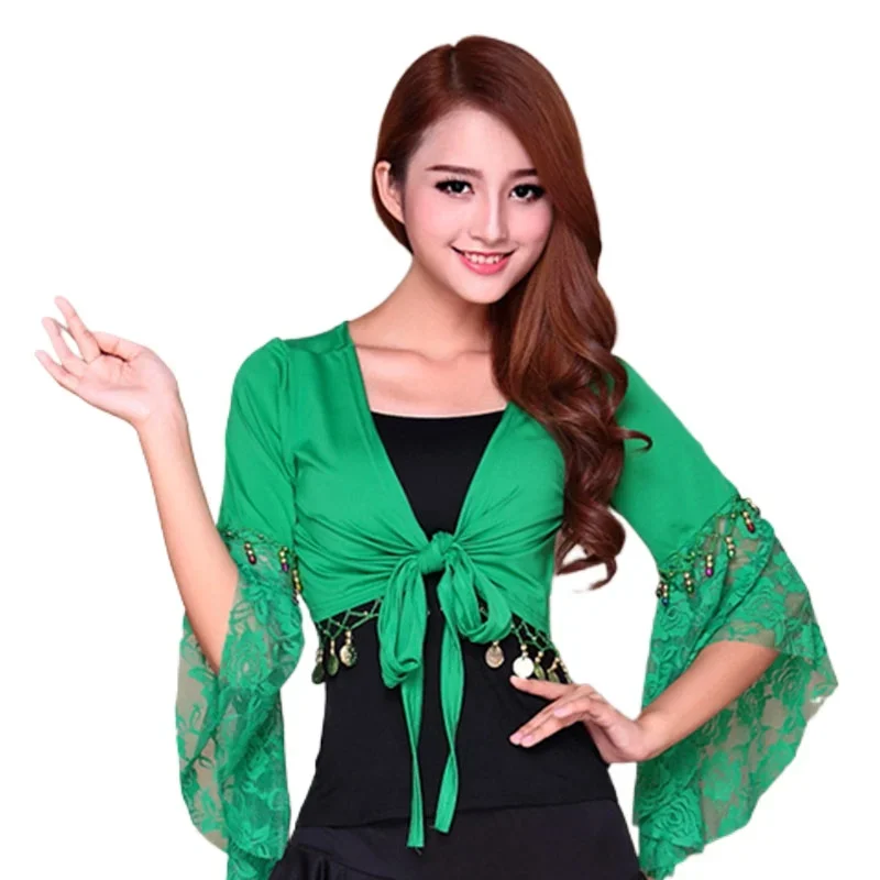 Женский костюм для танца живота, кружевной топ с длинным рукавом
Женский костюм для танца живота, кружевной топ с длинным рукавом