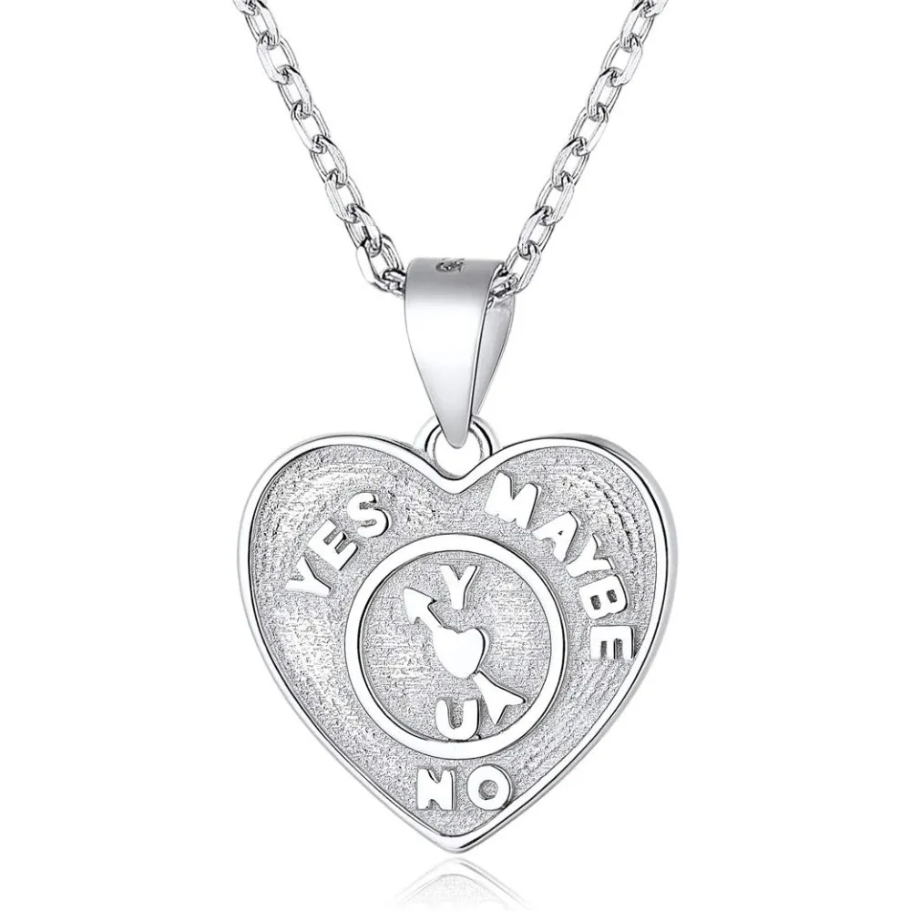 

Heart Necklace 925 Sterling Silver Simple Arrow Heart Coin Pendant Necklace Vintage Jewelry for Women Men