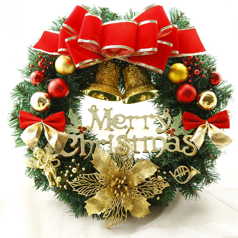 

New 30CM Merry Christmas Rattan Garland Door Hanging Piece Wreath Courtyard Hotel Shopping Mall Home Christmas Tree Decoration