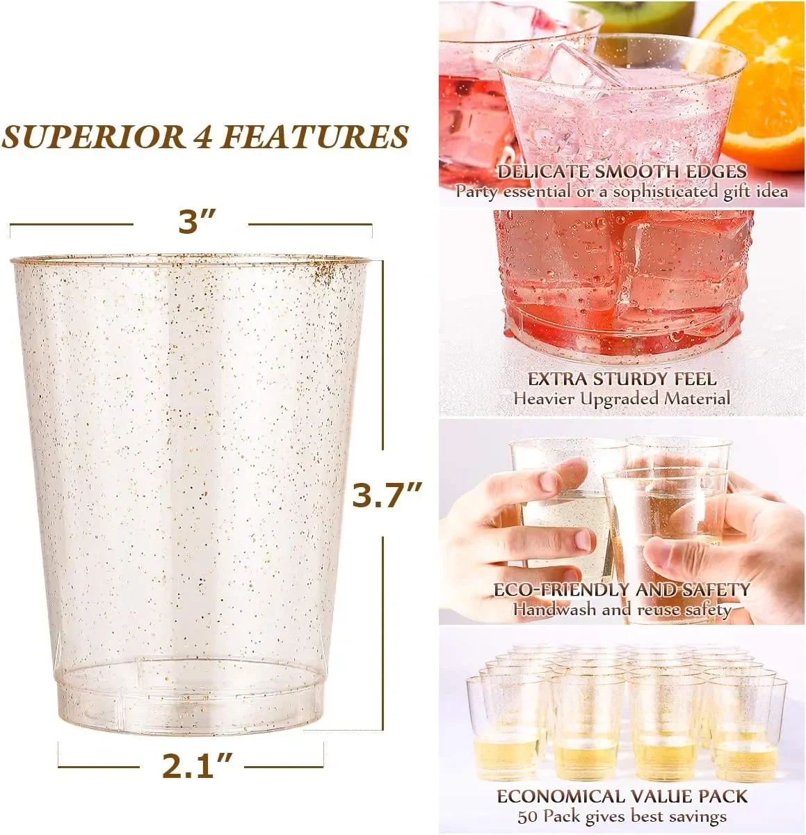 

Cups,clear 100pcs Plastic Tumblers,wedding Glitter Thanksgiving, Cups Gold Christmas Cups,disposable Plastic Plastic Gold Party