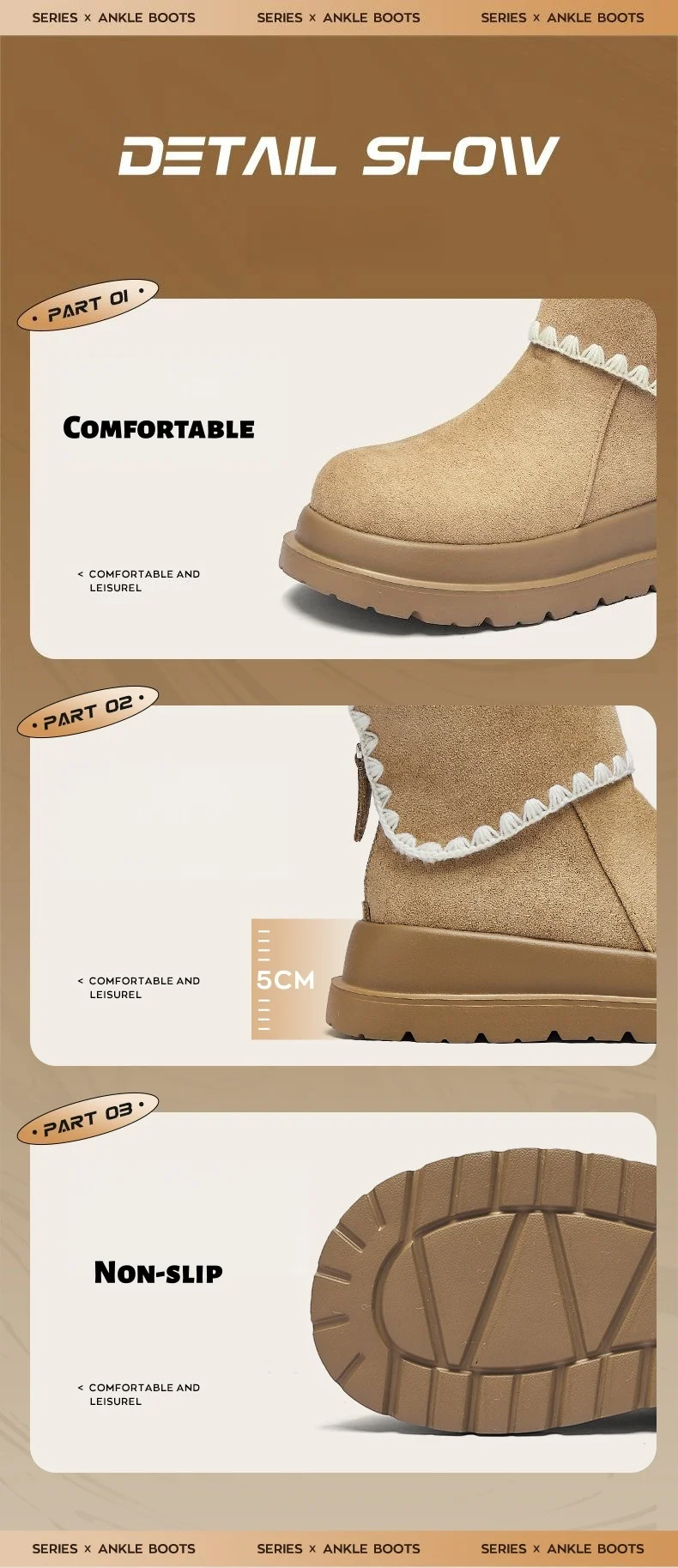 أحذية نسائية للثلج بنعل سميك، أحذية شتوية دافئة مبطنة بالفرو الناعم والمتين أحذية نسائية للثلج بنعل سميك، أحذية شتوية دافئة مبطنة بالفرو الناعم والمتين