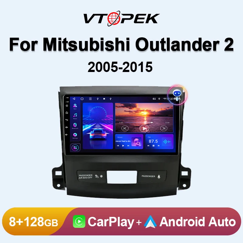 

Мультимедийная магнитола Vtopek, мультимедийный проигрыватель на Android 11,0, 9 дюймов, 2DIN, для Mitsubishi Outlander Xl 2 2005-2012, для Citroen C-Crosser 2007-2013