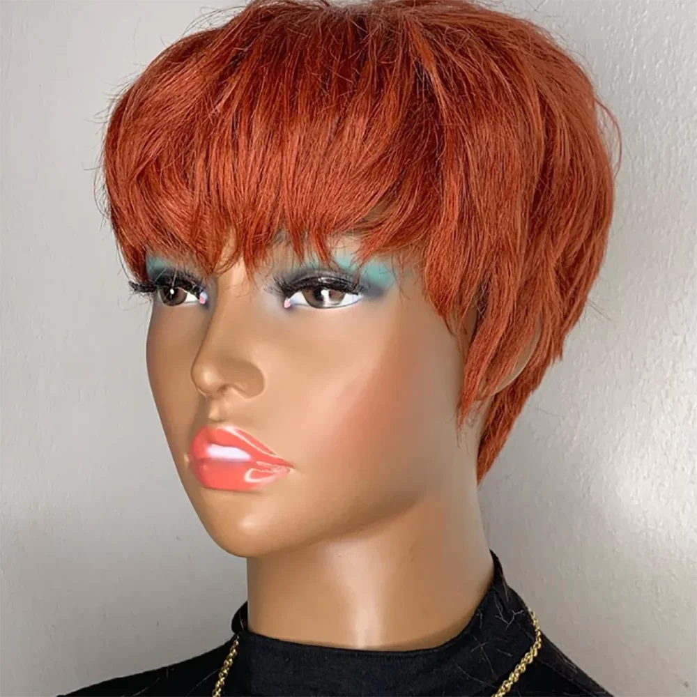 

Nicelatus Natural Synthetic Orange Wig Short HairCuts Wigs for Black Women Short Hairstyles Wigs with Bangs Short Pixie Cut Wig