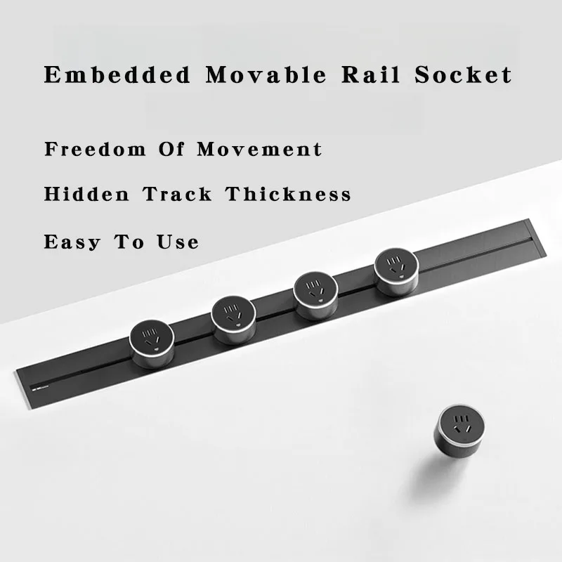 

Embedded Movable Track Socket 110V-220V US/UK/EU/AU/General Standard Movable Modules Wall Mounted Hidden Power Rail Type Socket