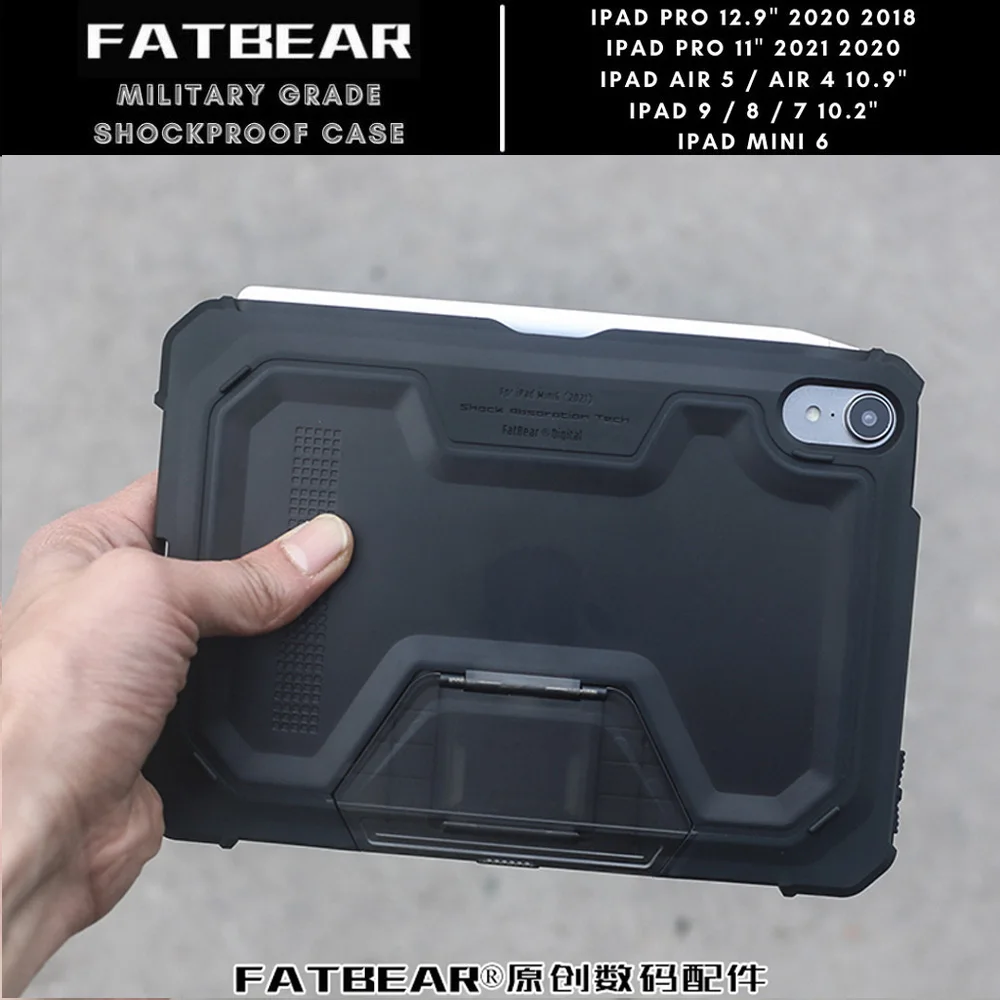FATBEAR Tactical Military Grade Rugged Shockproof Armor Shell Skin Case Cover for iPad 9 8 7 Mini 6 Air 5 4 10.9" Pro 11" 12.9"
FATBEAR Tactical Military Grade Rugged Shockproof Armor Shell Skin Case Cover for iPad 9 8 7 Mini 6 Air 5 4 10.9" Pro 11" 12.9"