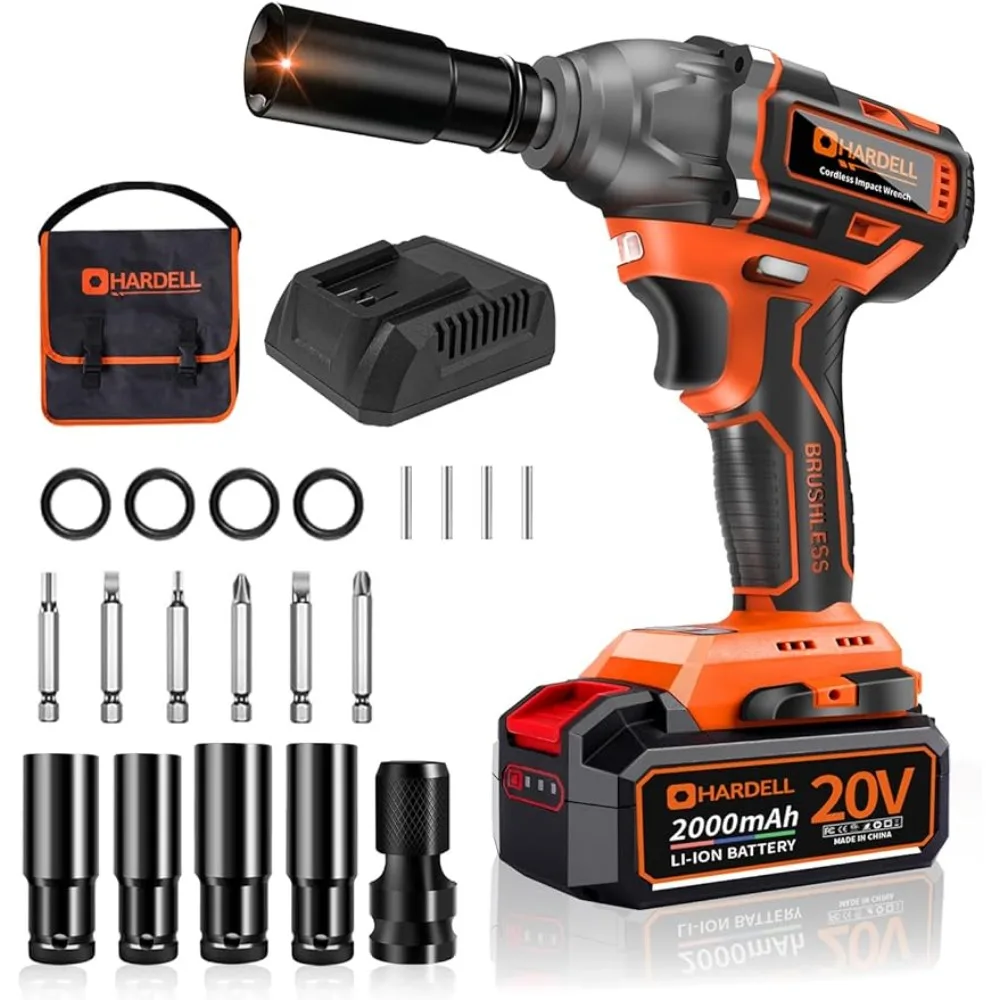 Impact Wrench 1/2", Impact Gun Torque 258 Ft-lbs (350N.m) 2600RPM with 20V Brushless Motor, Power Cordless Impact Wrenches
Impact Wrench 1/2", Impact Gun Torque 258 Ft-lbs (350N.m) 2600RPM with 20V Brushless Motor, Power Cordless Impact Wrenches