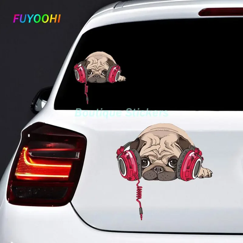 

FUYOOHI Play Stickers Fashion Cartoon Car Sticker Puppy Listens To Music Modeling Decal PVC New Design Style Cars Decals