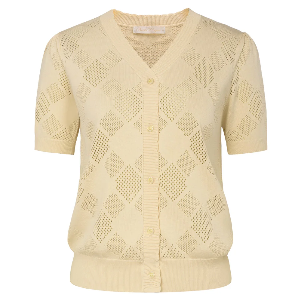 BP Women's T-shirt Vintage Hollowed-Out Cardigan Elegant Casual Street Short Sleeve V-Neck Button-Up Knitwear Summer Clothes
BP Women's T-shirt Vintage Hollowed-Out Cardigan Elegant Casual Street Short Sleeve V-Neck Button-Up Knitwear Summer Clothes