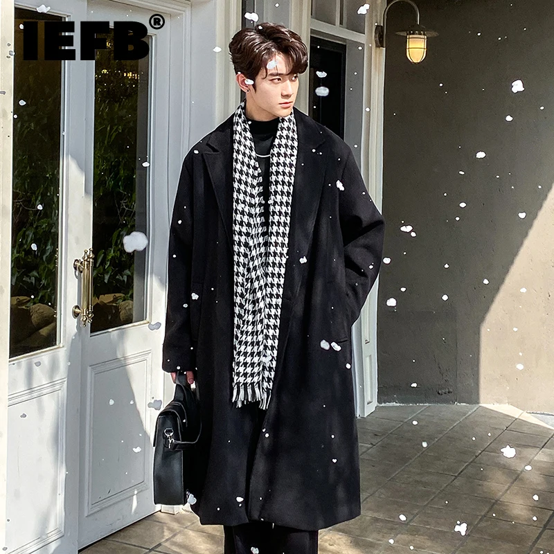 IEFB Men's Woolen Long Coat Autumn Winter Clothing Korean Elgance Wool Windbreaker With Belt Niche Design Knee Cardigan 9C1677
IEFB Men's Woolen Long Coat Autumn Winter Clothing Korean Elgance Wool Windbreaker With Belt Niche Design Knee Cardigan 9C1677