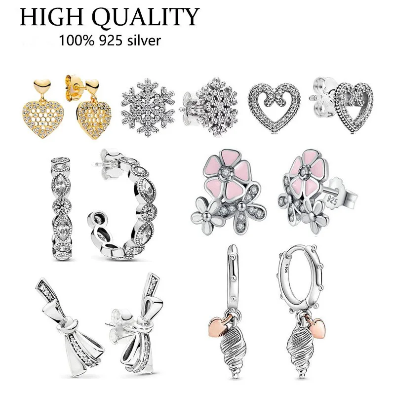 Fit Original Luxury 925 Sterling Silver Conch Love Bow Snowflake Earrings For Women High Quality Diy Fashion Wedding Jewelry
Fit Original Luxury 925 Sterling Silver Conch Love Bow Snowflake Earrings For Women High Quality Diy Fashion Wedding Jewelry