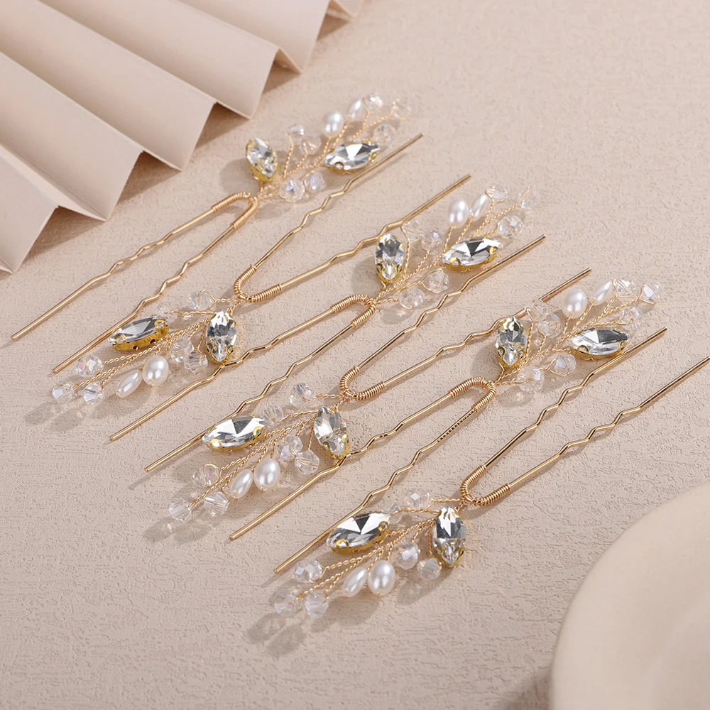 6PCS Crystal Wedding Hair Accessories Pearl Rhinestone Hair Pins for Women Bridal Headpiece 10Color Bride Party Hairpins Jewelry 18 S13d3c89c16214498ab58b7d1b8d03c6ep
