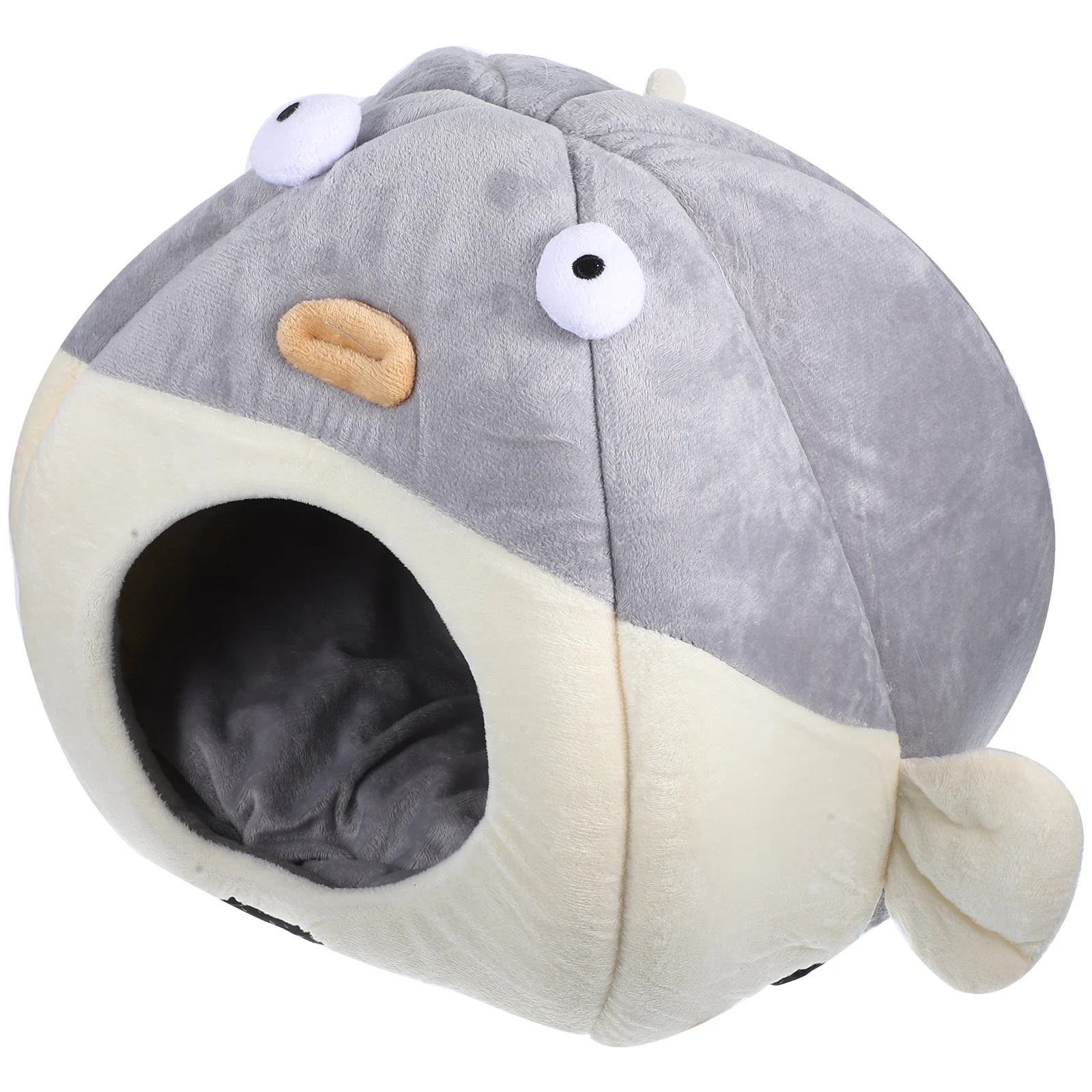 

Plush Cat Cave Bed Tent: Warm Kitten Tent Semi- closed Winter Nest House Cage Hut Puffer Shape Sleeping Bag for Cats Puppy