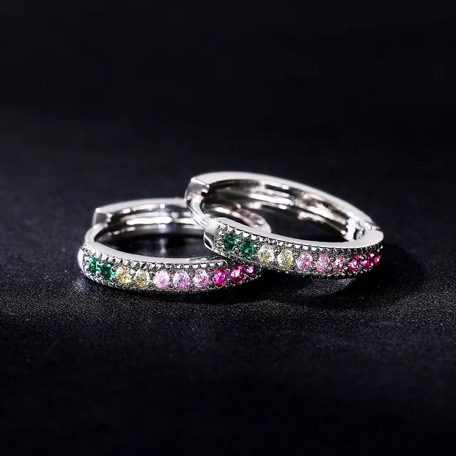 Document Rotterdam-Boucle d'oreille cubique en argent regardé 100% pour femme, boucle d'oreille cercle en cristal, bijoux de direction, cadeau de mariage, 925 réel, Kling, Rose 2