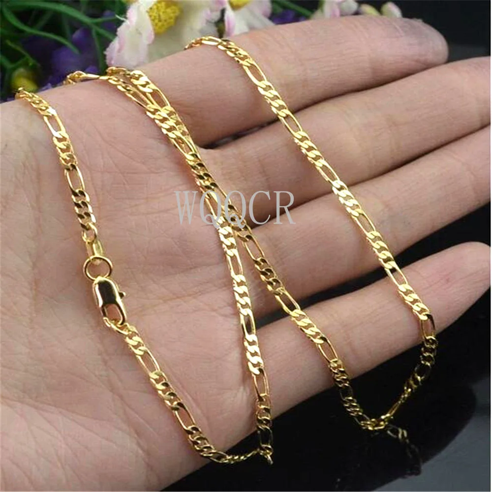 

5PCS Women's High Jewelry 2.5MM 18 K Gold Figaro Chain Necklace Charm Gold Necklace 16" 18" 20" 22" 24" 26" 28" 30" inches