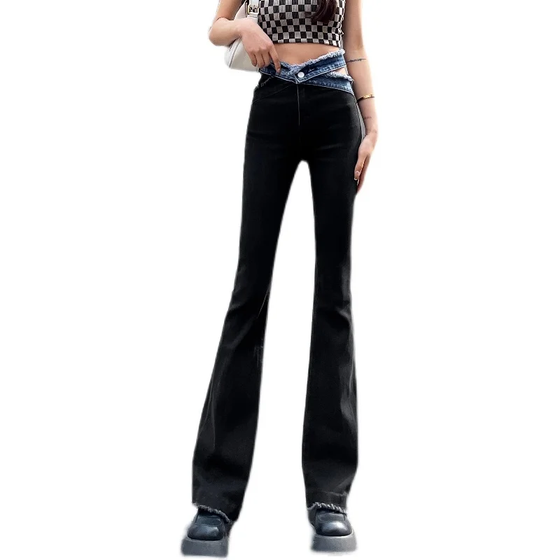 Black High-waisted Asymmetrical Lace-up Hollow Out Slim Fit Flared Jeans Women Trousers Horseshoe Pants for Women Denim Jeans
Black High-waisted Asymmetrical Lace-up Hollow Out Slim Fit Flared Jeans Women Trousers Horseshoe Pants for Women Denim Jeans