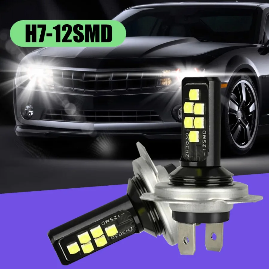 

2Pcs Car Lights Exterior Accessories Car LED 240W 52000LM 6000K White Bulbs H7 Combo Lights Headlight Bulbs Light High Low Beam