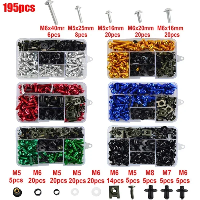 

195PCS Motorcycle Fairing Bolts Screws Nut Kit For DUCATI 848 SCRAMBLER DIAVEL MONSTER 821 796 696 MULTISTRADA 1200 PANIGALE V4